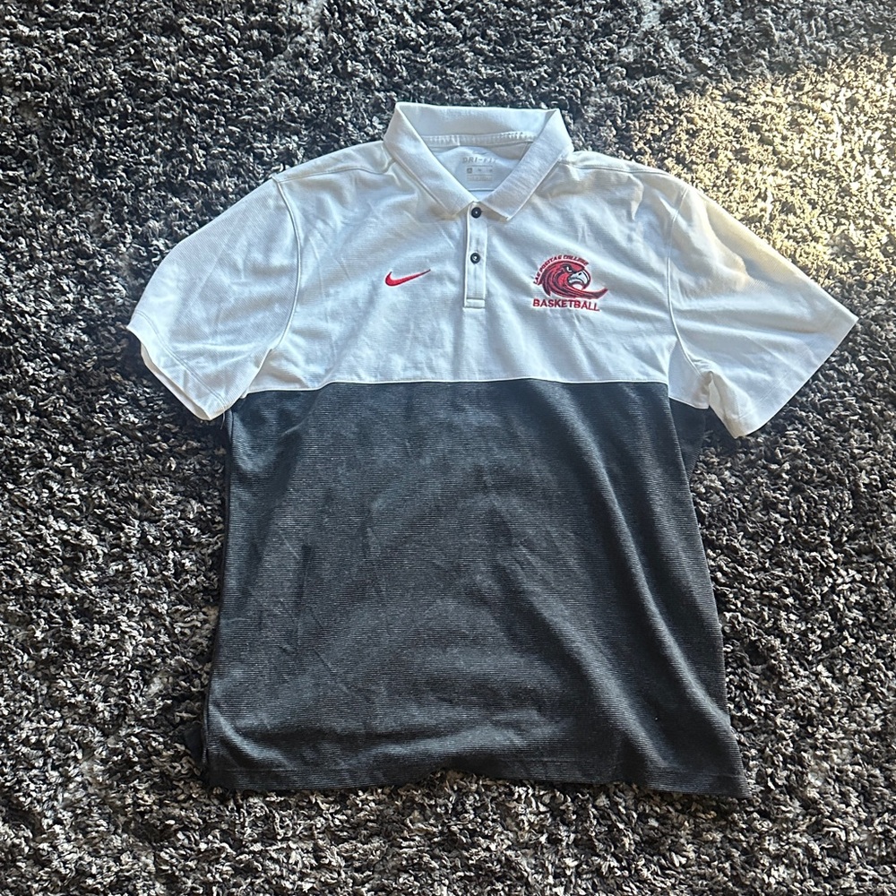 Nike White and Black Basketball Polo Shirt